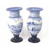 Image 1 : A pair of Doulton Burslem baluster vases, printed with rural Dutch views in blue, 12.5in....