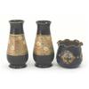 Image 1 : A pair of Doulton & Slater's Patent vases, ovoid shape, blue-glazed with chine-gilt borders (7.25...
