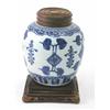 Image 1 : A Chinese ginger jar, probably Kangxi period, painted with peony and scrolls in underglaze blue,...