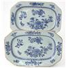 Image 1 : A pair of 18th century Chinese export octagonal dishes, painted with peony and leaves in undergla...