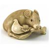 Image 1 : A Japanese carved ivory netsuke, gnawing at a vegetable stem, signed, 2in....