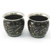 Image 1 : A pair of Japanese cloisonne vases with English silver rims, Birm. 1907, each enamelled with a dr...