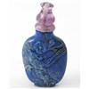 Image 1 : A Chinese lapis lazuli snuff bottle, carved with a bird and a bat, with amethyst stopper, 2.5ins...