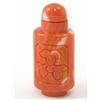 Image 1 : A Chinese coral snuff bottle, carved with three leaves, 1.5ins...