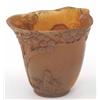 Image 1 : A Chien Lung rhinoceros horn libation cup, moulded with a goatherd seated beneath a tree, 3ins...