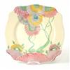 Image 1 : A Clarice Cliff 'Viscaria' cake plate, a pink variation of the Rhodanthe pattern, 9in....