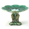 Image 1 : A 19th century majolica comport, moulded in the form of a lotus plant, supported upon a stem of t...