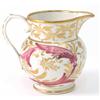 Image 1 : An English porcelain cream jug, possibly Derby, painted and gilded with leaves and monogrammed, 4...