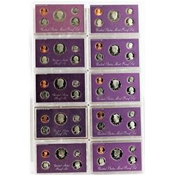 U.S. 1984 - 1993 10 years of United States  Proof Sets