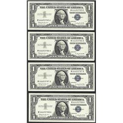Lot of (4) Consecutive 1957B $1 Silver Certificate Notes