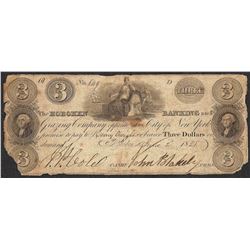 1828 $3 Hoboken Banking Obsolete Note