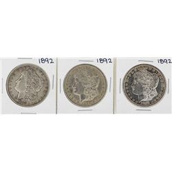 Lot of (3) 1892 $1 Morgan Silver Dollar Coins