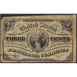 March 3, 1863 Three Cents Third Issue Fractional Currency Note