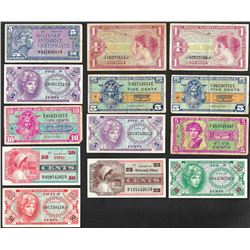 Lot of (13) Assorted Military Payment Certificate Notes