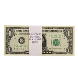 Lot of (10) Uncirculated 1963B $1 Federal Reserve BARR Notes