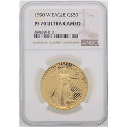 1990-W $50 American Gold Eagle Coin NGC PF70 Ultra Cameo