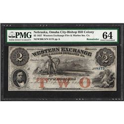 1857 $2 Western Exchange Fire & Marine Insurance Co. Note PMG Choice Uncirculate
