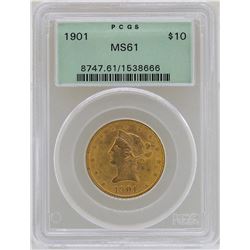 1901 $10 Liberty Head Eagle Gold Coin PCGS MS61