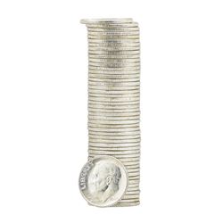 Roll of (50) 1964 Brilliant Uncirculated Roosevelt Dimes