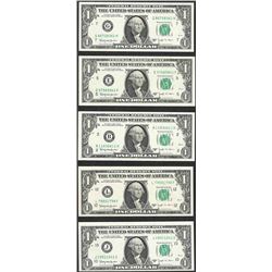 Lot of (5) 1963B $1 Federal Reserve BARR Notes