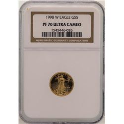 1998-W $5 American Gold Eagle Coin NGC PF70 Ultra Cameo
