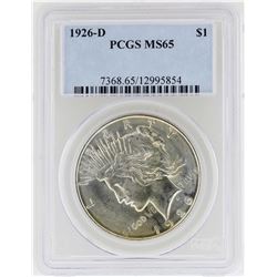 1926-D $1 Peace Silver Dollar Coin PCGS MS65