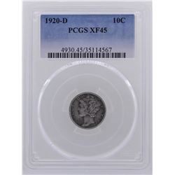 1920-D Mercury Dime Coin PCGS XF45