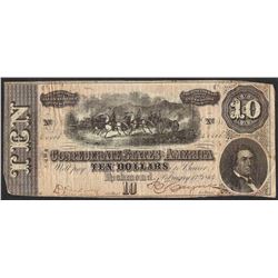 1864 $10 Confederate States of America Note