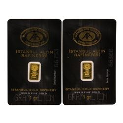 Lot of (2) Istanbul Altin Rafinerisi 1 gram Gold Bars