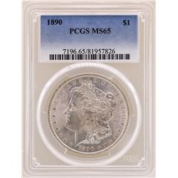1890 $1 Morgan Silver Dollar Coin PCGS MS65