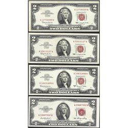 Lot of (4) 1953/1963 $2 Legal Tender Notes