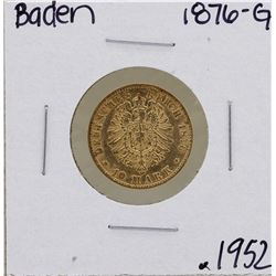 1876-G German States Baden Frederick 10 Mark Gold Coin