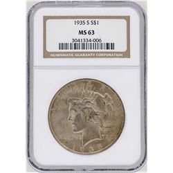 1935-S $1 Peace Silver Dollar Coin NGC MS63