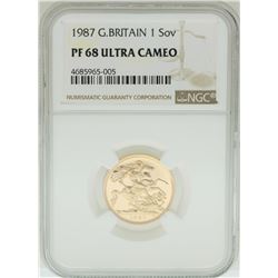1987 Great Britain Sovereign Gold Coin NGC PF68 Ultra Cameo