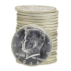 Roll of (20) 1964 Brilliant Uncirculated Kennedy Half Dollars