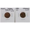 Image 1 : 1955 Tapered Clip Planchet & 1980-D Straight Clip Lincoln Wheat Penny ERROR Coin