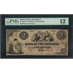 1855-56 $2 The Bank of the Republic Obsolete Note PMG Fine 12