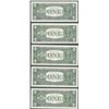 Image 2 : Lot of (5) Consecutive 1963B $1 Federal Reserve BARR STAR Notes