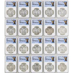 Lot of (10) 1982Mo & (10) 1983Mo Mexico Libertad Onza Silver Coins NGC MS66