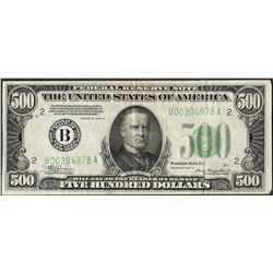 1934A $500 Federal Reserve Note New York