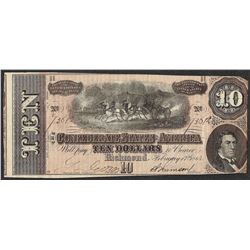 1864 $10 Confederate States of America Note