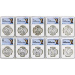 Lot of (10) 1982Mo Mexico Libertad Onza Silver Coins NGC MS66