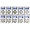 Image 1 : Lot of (10) 1982Mo Mexico Libertad Onza Silver Coins NGC MS66