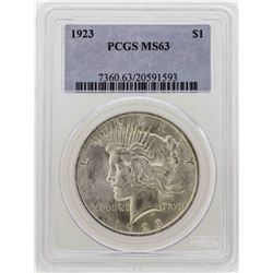 1923 $1 Peace Silver Dollar Coin PCGS MS63