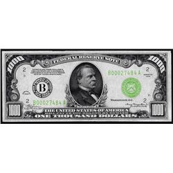 1934 $1,000 Federal Reserve Note New York Light Green Seal