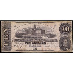 1862 $10 Confederate States of America Note