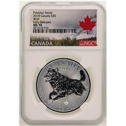 2018 Canada $5 Predator Series Wolf Silver Coin NGC MS70 Early Releases