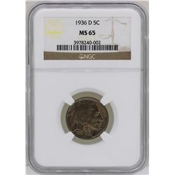 1936-D Buffalo Nickel Coin NGC MS65