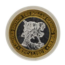 .999 Silver Excalibur Las Vegas Nevada $10 Casino Limited Edition Gaming Token
