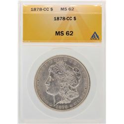 1878-CC $1 Morgan Silver Dollar Coin ANACS MS62